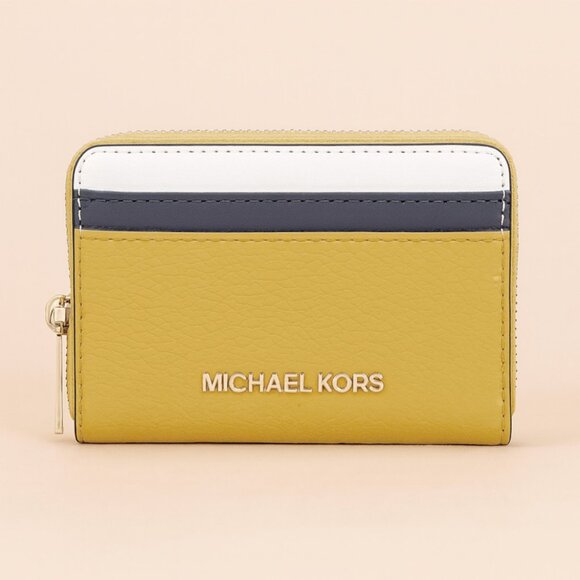 Michael Kors Color Block Wallet Yellow - Jet Set Travel Medium Zip Around NWT - Picture 1 of 5
